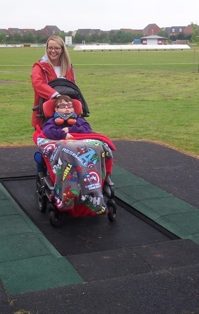 The accessible trampoline in use