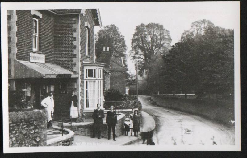 Archive photo of the first Post Office near the foot of Wembdon Hill
