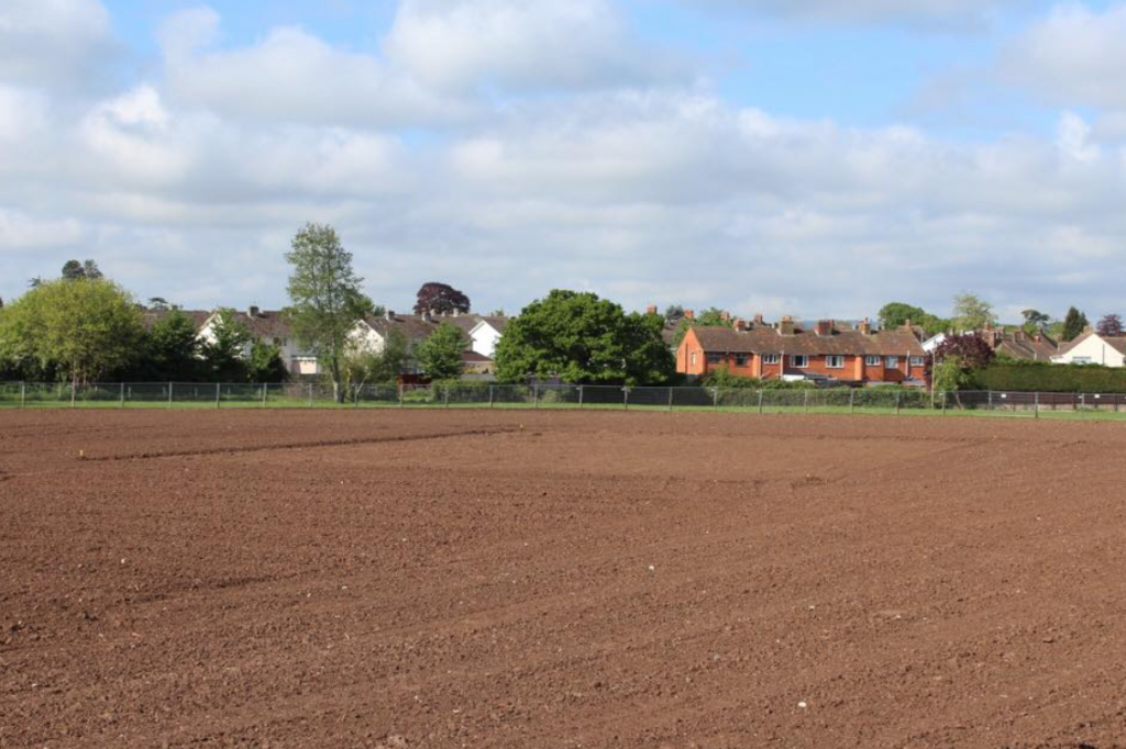 Photo of the playing fields under construction