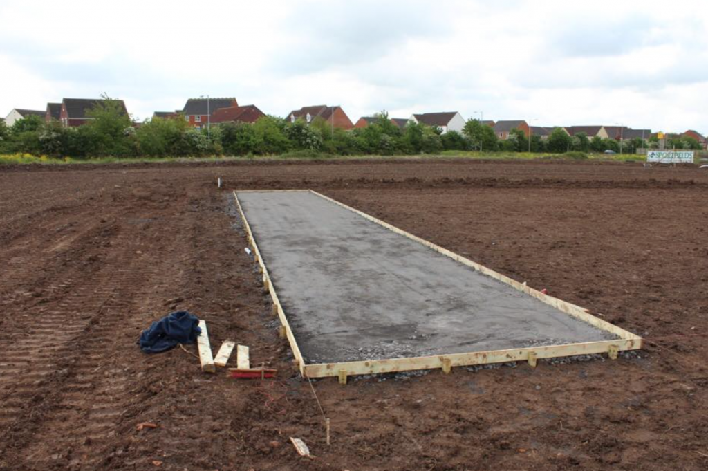 Photo of the playing fields under construction