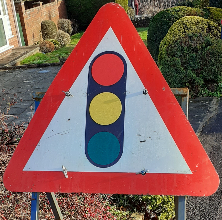 Temporary traffic lights sign