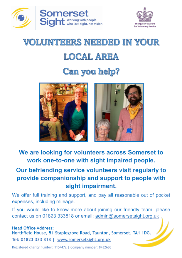 Somerset sight volunteer recruitment poster