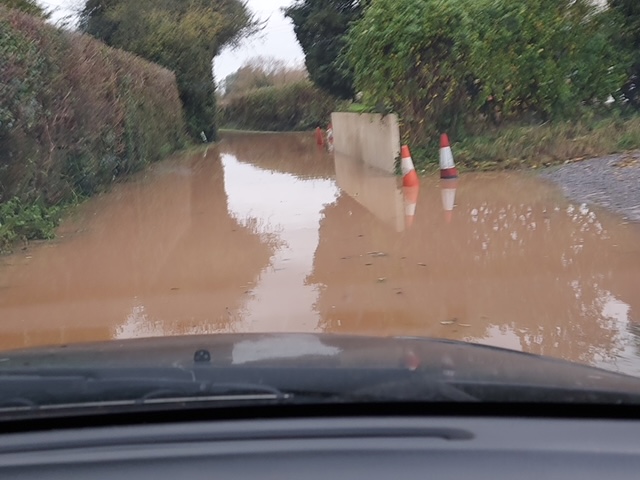 Flooding between Moorhen Equestrian and MacLintocks, Perry Green